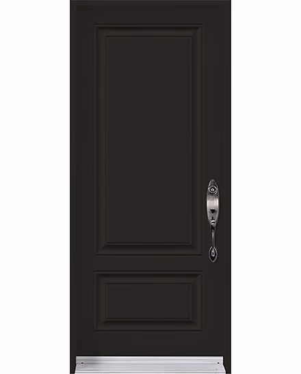 Porte d’acier noir mat, deux panneaux lisses