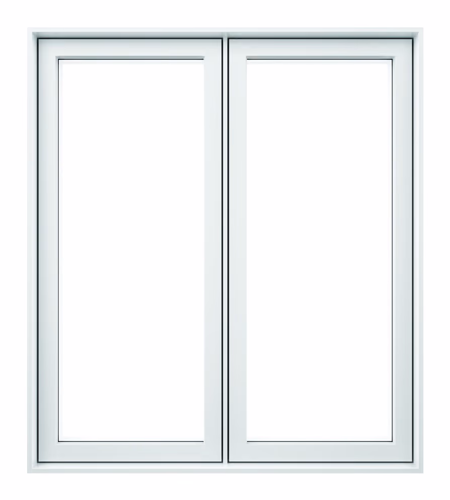 Double casement window in white PVC, Classique sash.