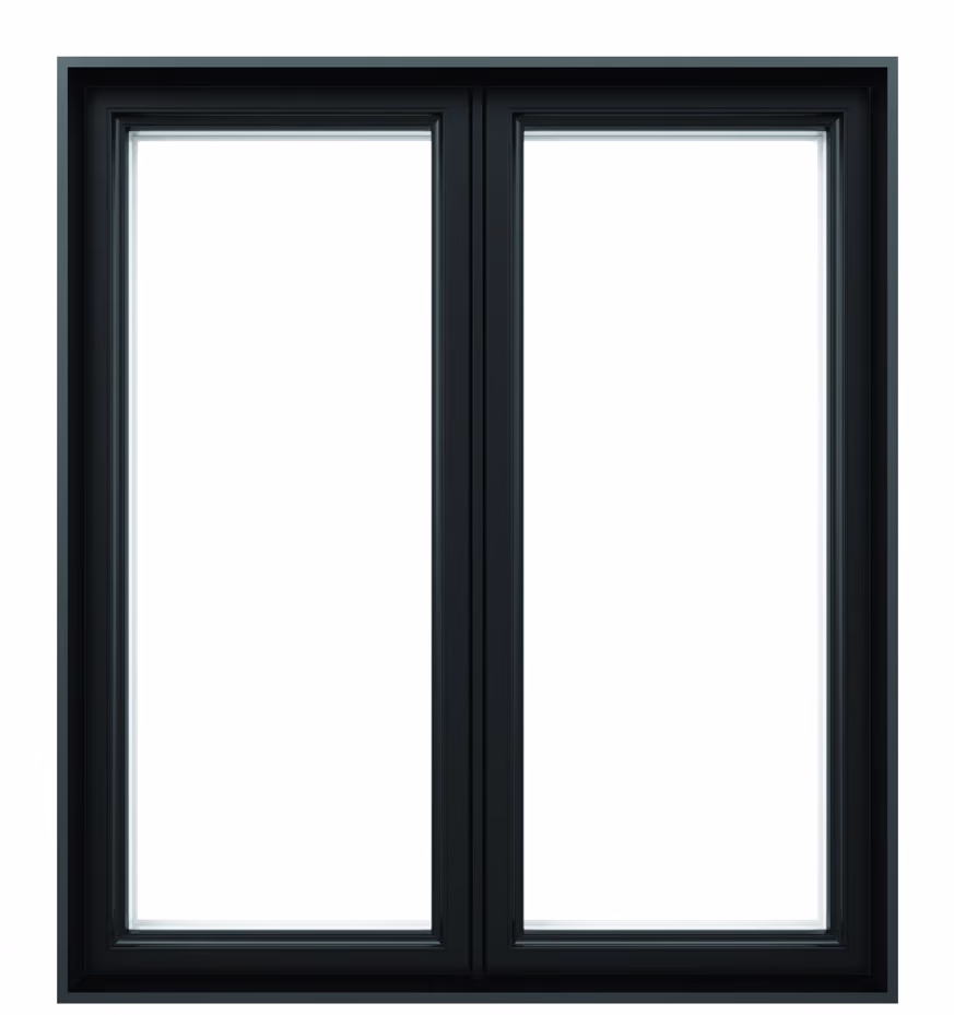 Black hybrid double casement window, square-edged Contemporain sash.
