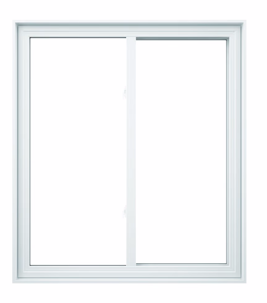 White PVC slider window with two sashes.